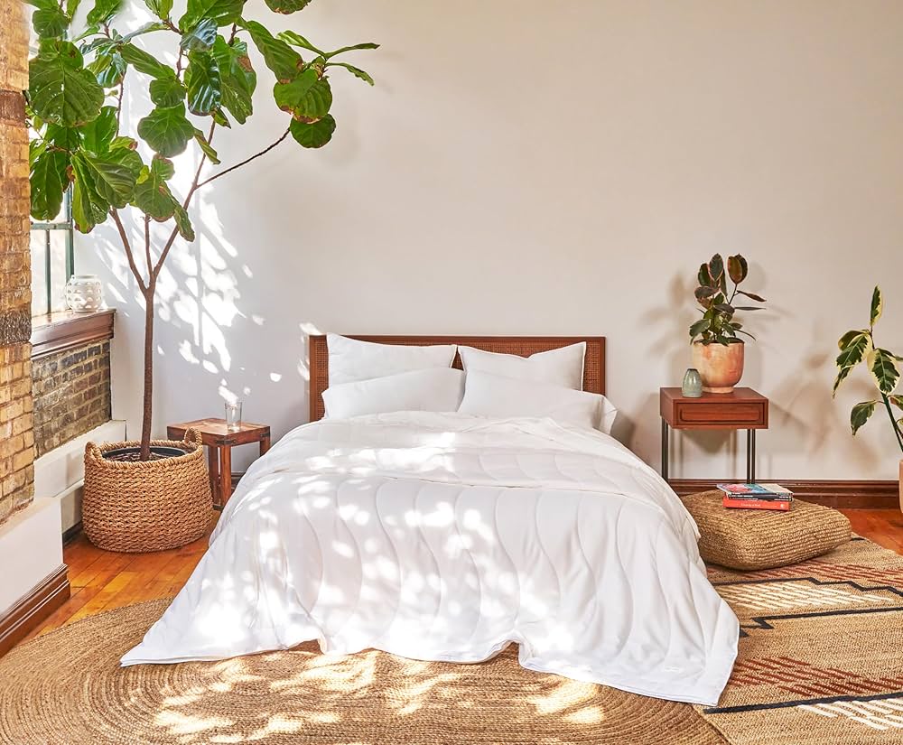 Buffy Breeze comforter image showing lightweight eucalyptus shell